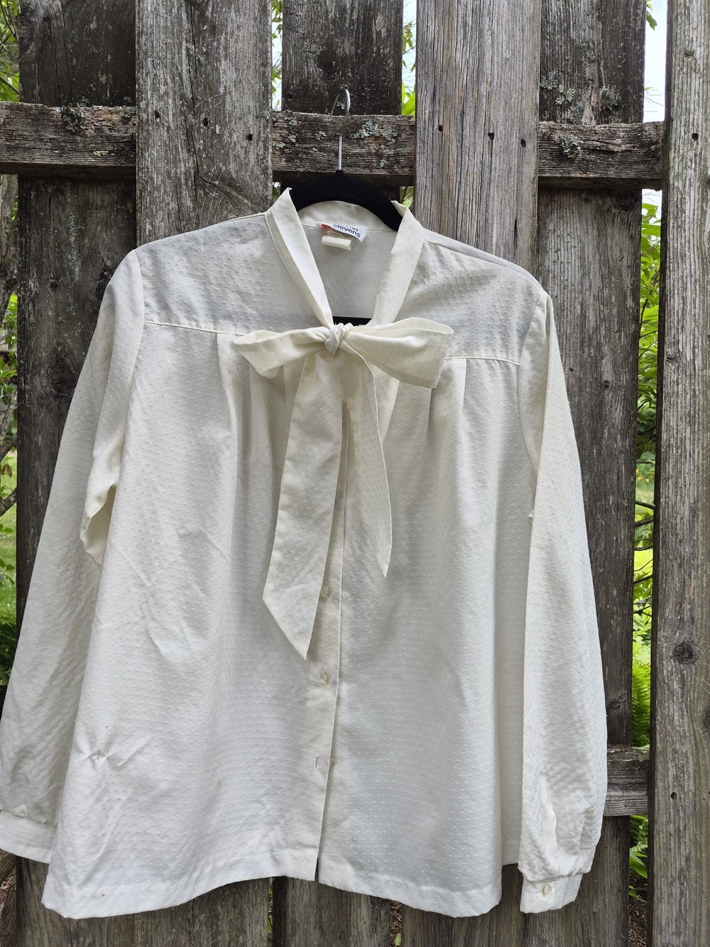 Vintage Cream Bow-Tie Blouse